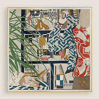 Rendez-Vous Chez Hermès shawl 140 - Brown | Hermès USA